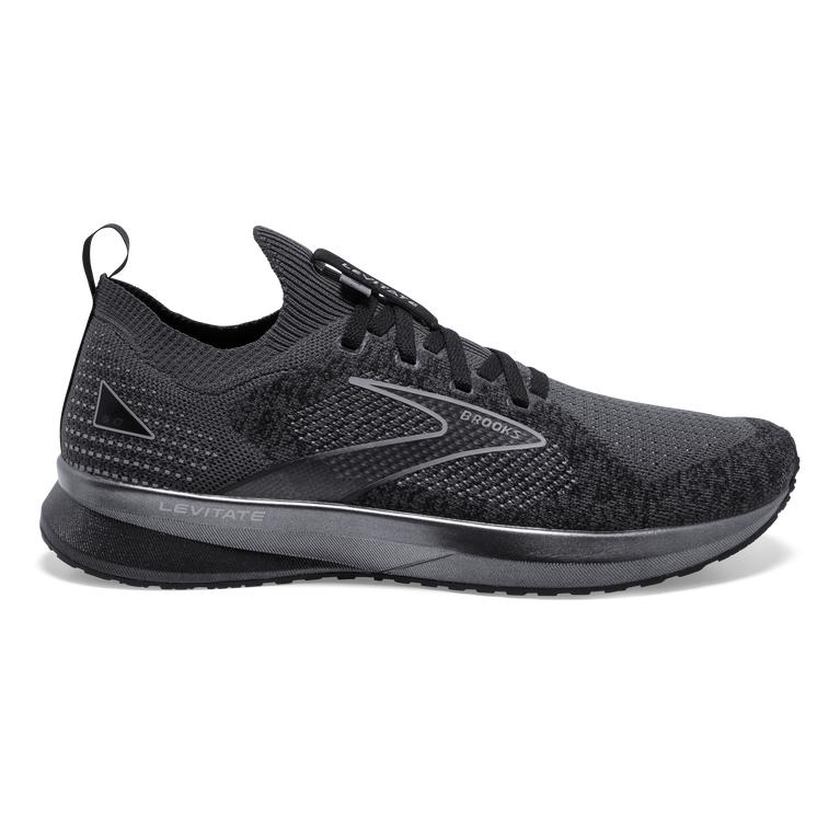 Brooks LEVITATE STEALTHFIT 5 Energy Return Road Running Shoes Mens Online - Black/Ebony/Grey/Charcoa